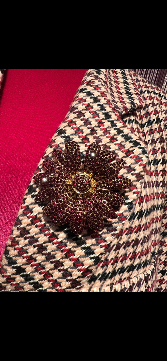 Mon amour Paris -30% di sconto giacca over pied de poule rosa burgundi con spilla