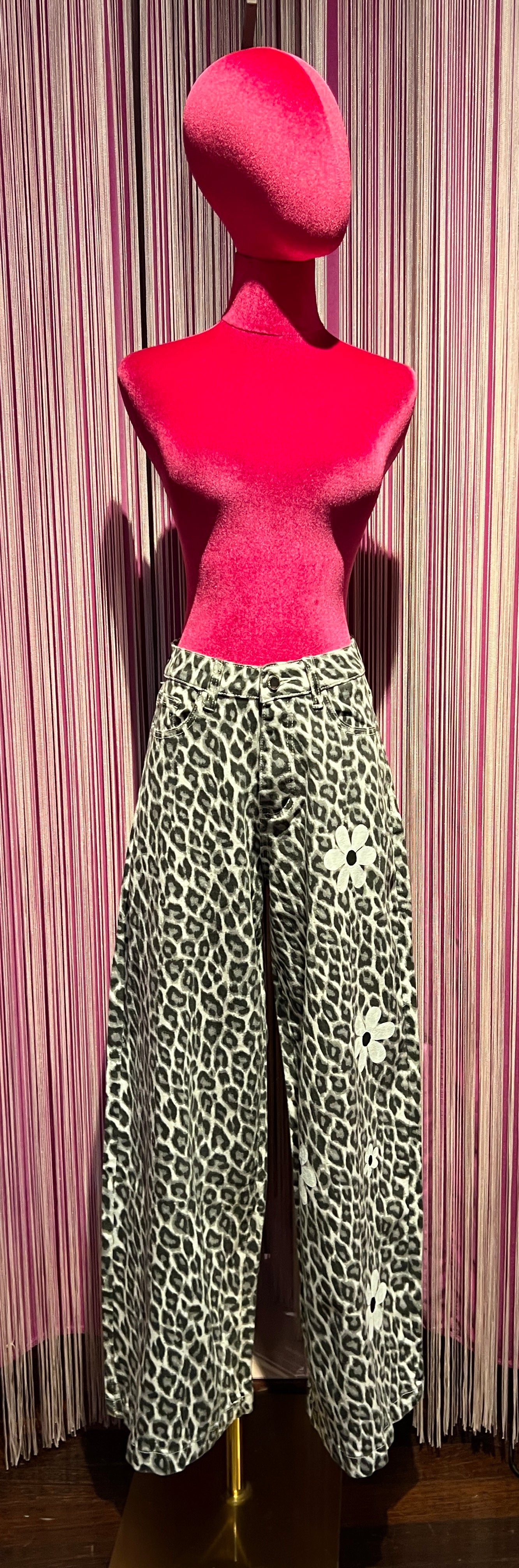 The room -50% di sconto jeans denim maculato elasticizzato fiori dipinti a mano