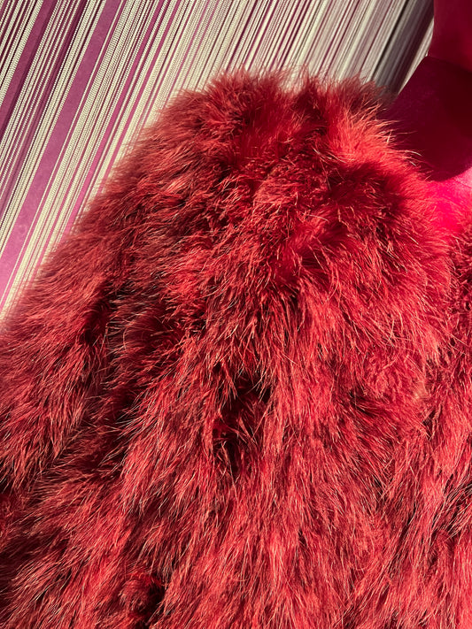 11Love is glamour cappotto piume bordeaux maniche 3/4