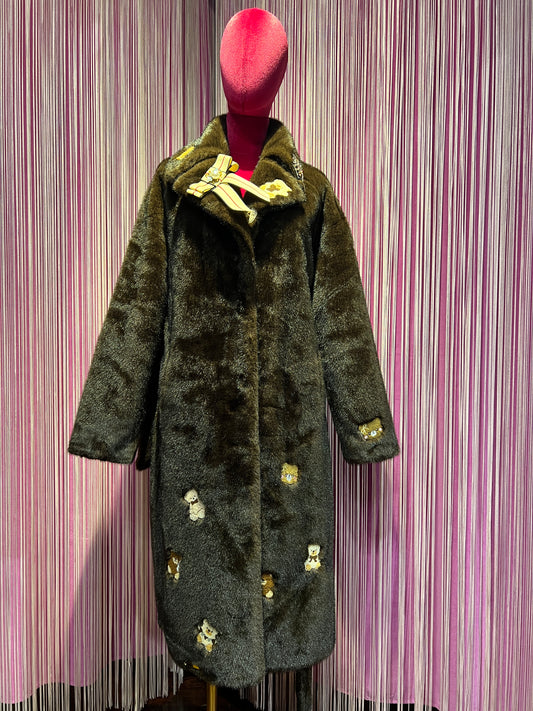 ABpink 🩷 eco visone marrone patch teddy e fiocco beige