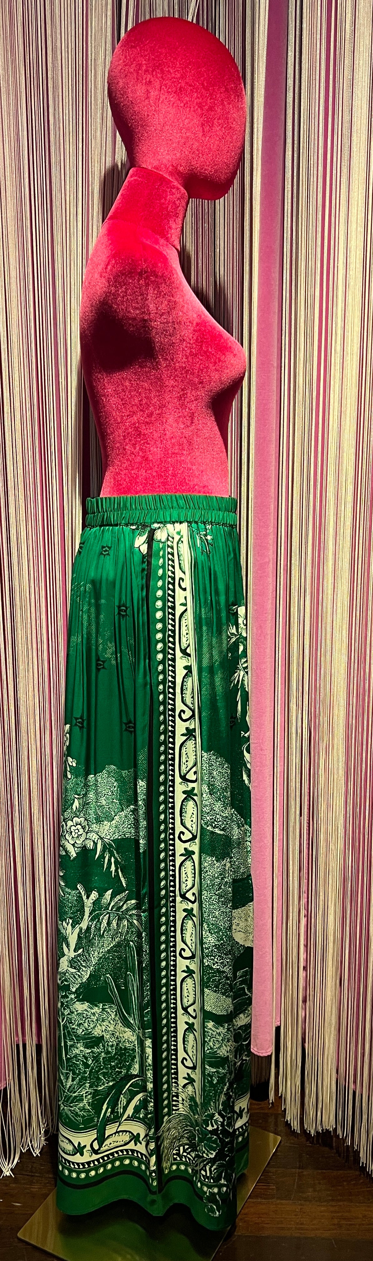 Dahlo -50% di sconto pantalone palazzo fantasia verde