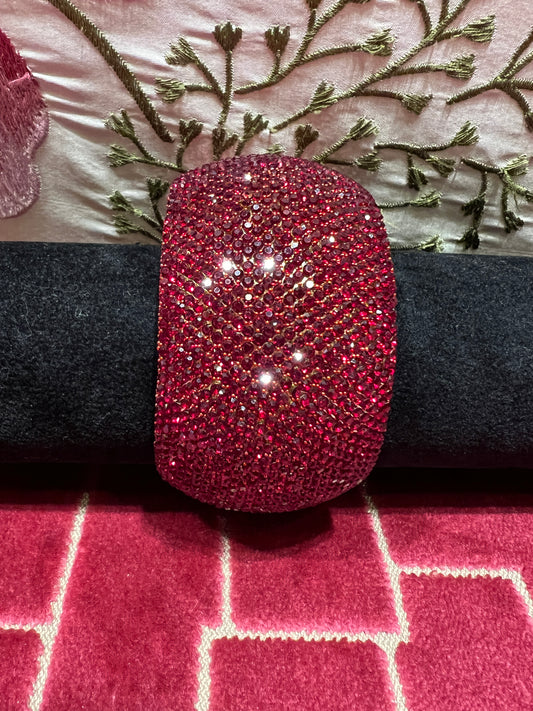 Bracciale alto rosso con strass chiusura a molla