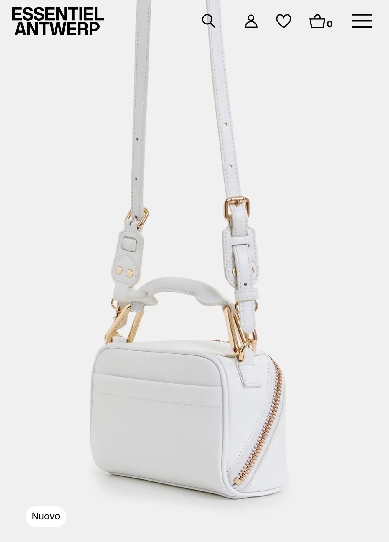 Essentiel antwerp borsa mini bianca con tracolla in pelle