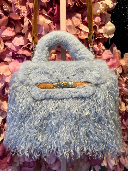 Snow-up Milano borsa in eco Mongolia ed ecopelle con tracolla , colore celeste