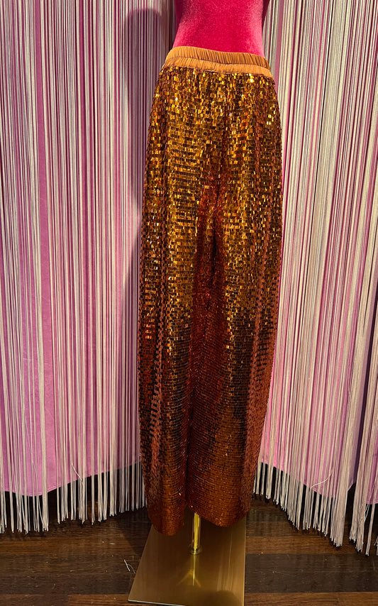 Dahlo pantalone a palazzo di paillettes ruggine