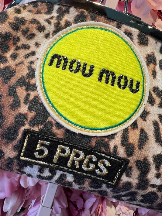 5 Progress borsa fantasia leopardata con patch e tracollina