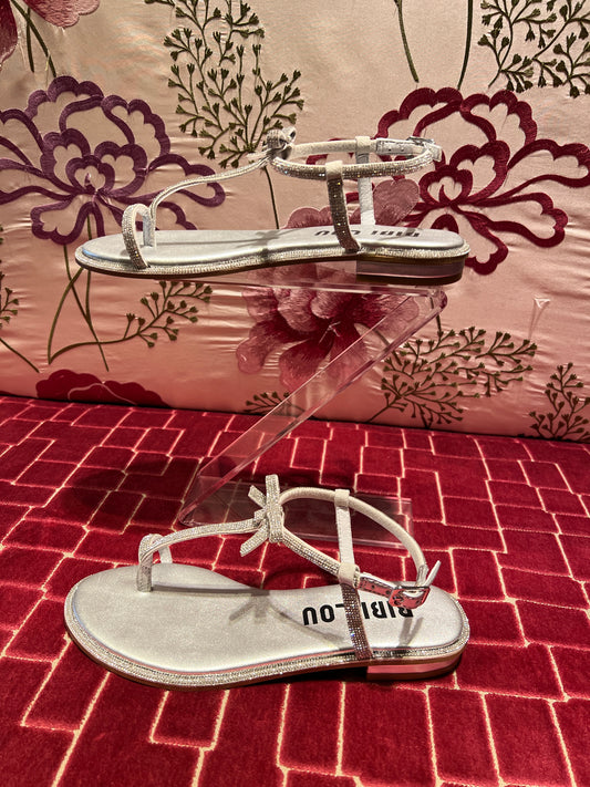 Bibi Lou sandalo sconto-50% infradito glitter con fiocchetto argento