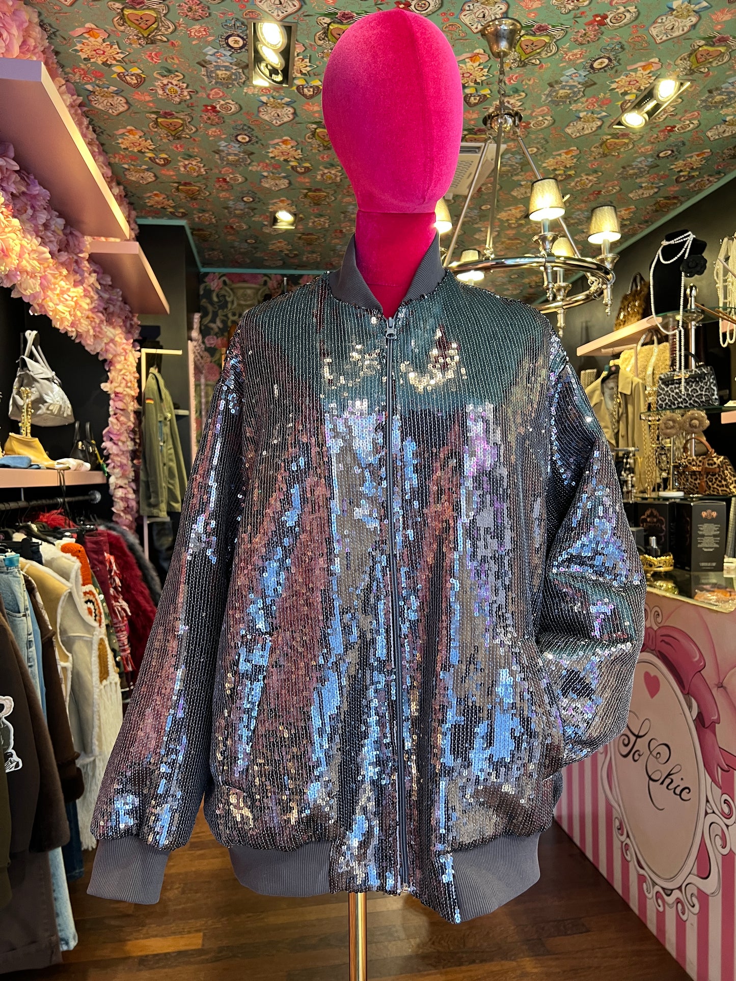Don’t @me bomber in paillettes grigio