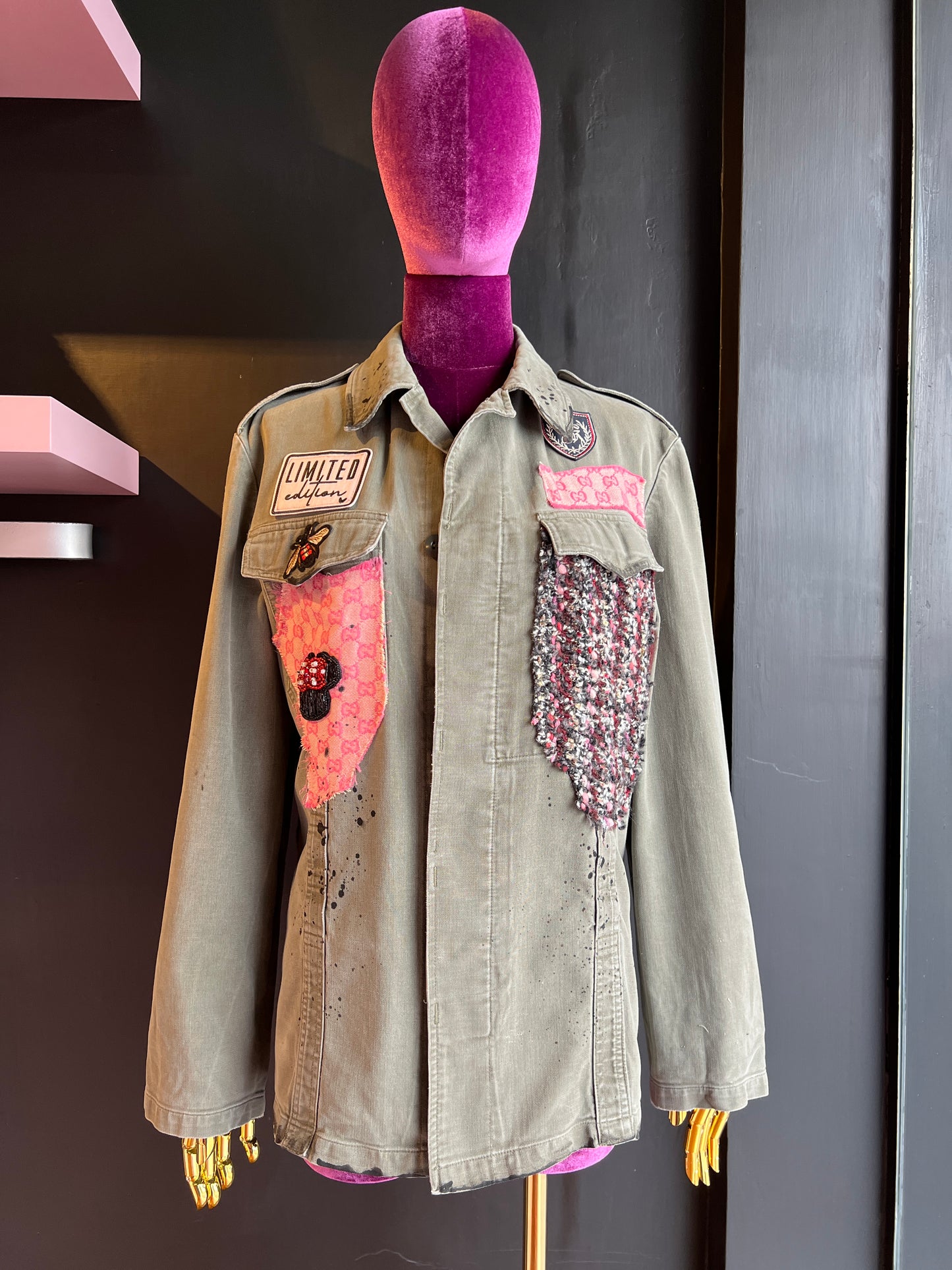 ABpink 🩷 giacca GG patch tessuto boucle’ topolino vestibilita ‘ 40/44