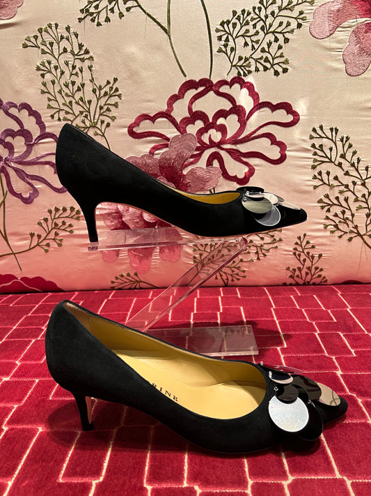 Prosperine SALDISSIMO décolleté camoscio nero paillettes grandi