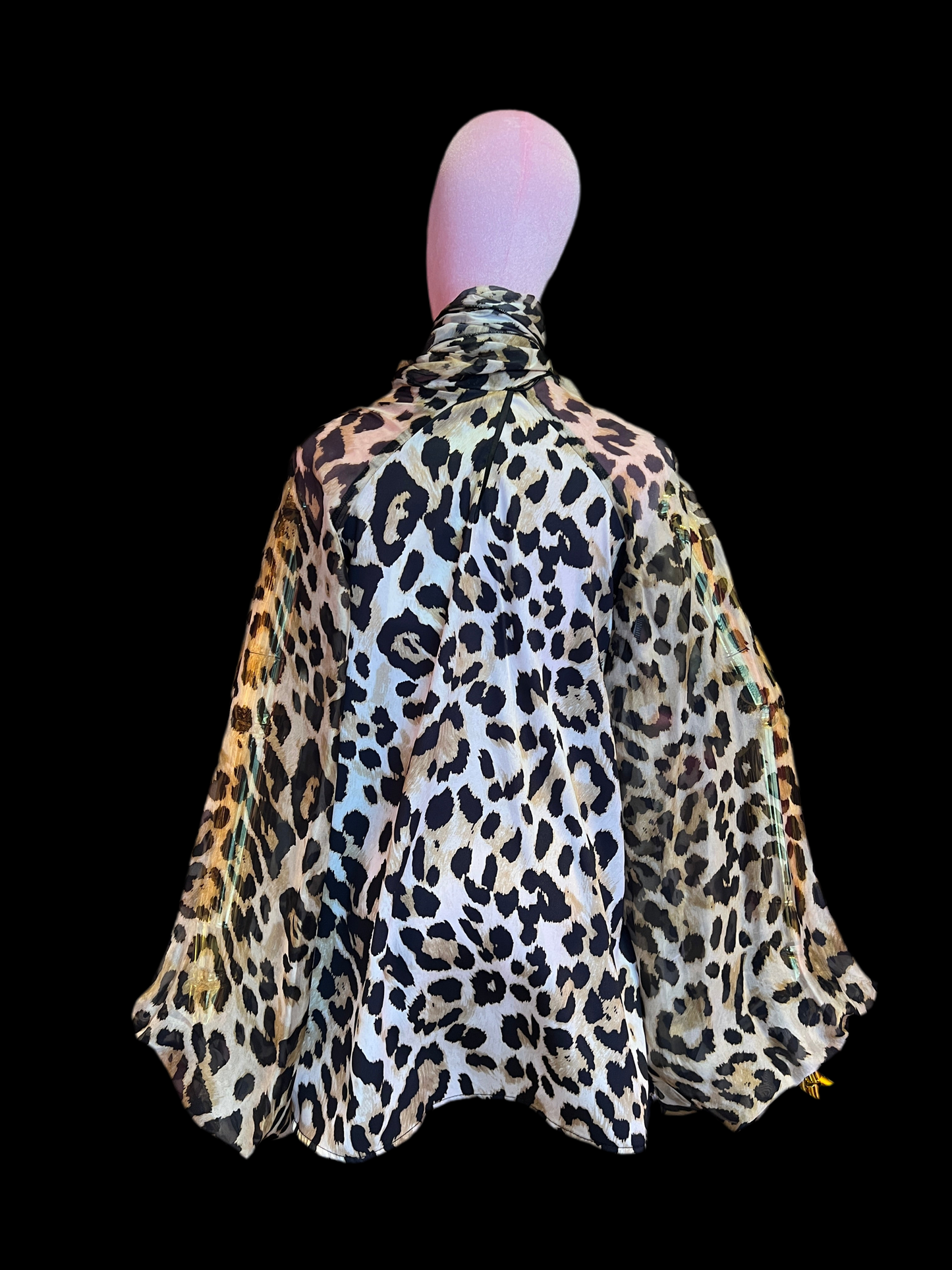 5 Progress blusa fantasia animalier con foulard e maniche baloon