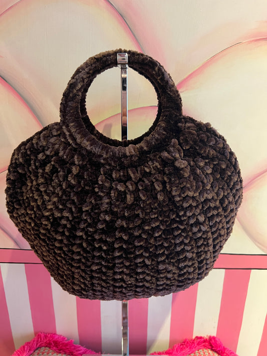 Love & roses borsa tricot ciniglia marrone con tracolla