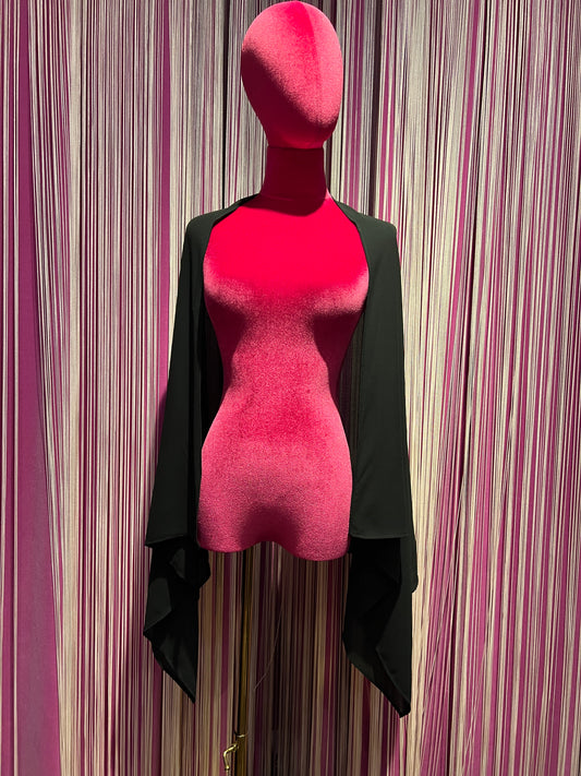 Silence Limited stola in georgette nera ,100% pes , misure cm : 140x67