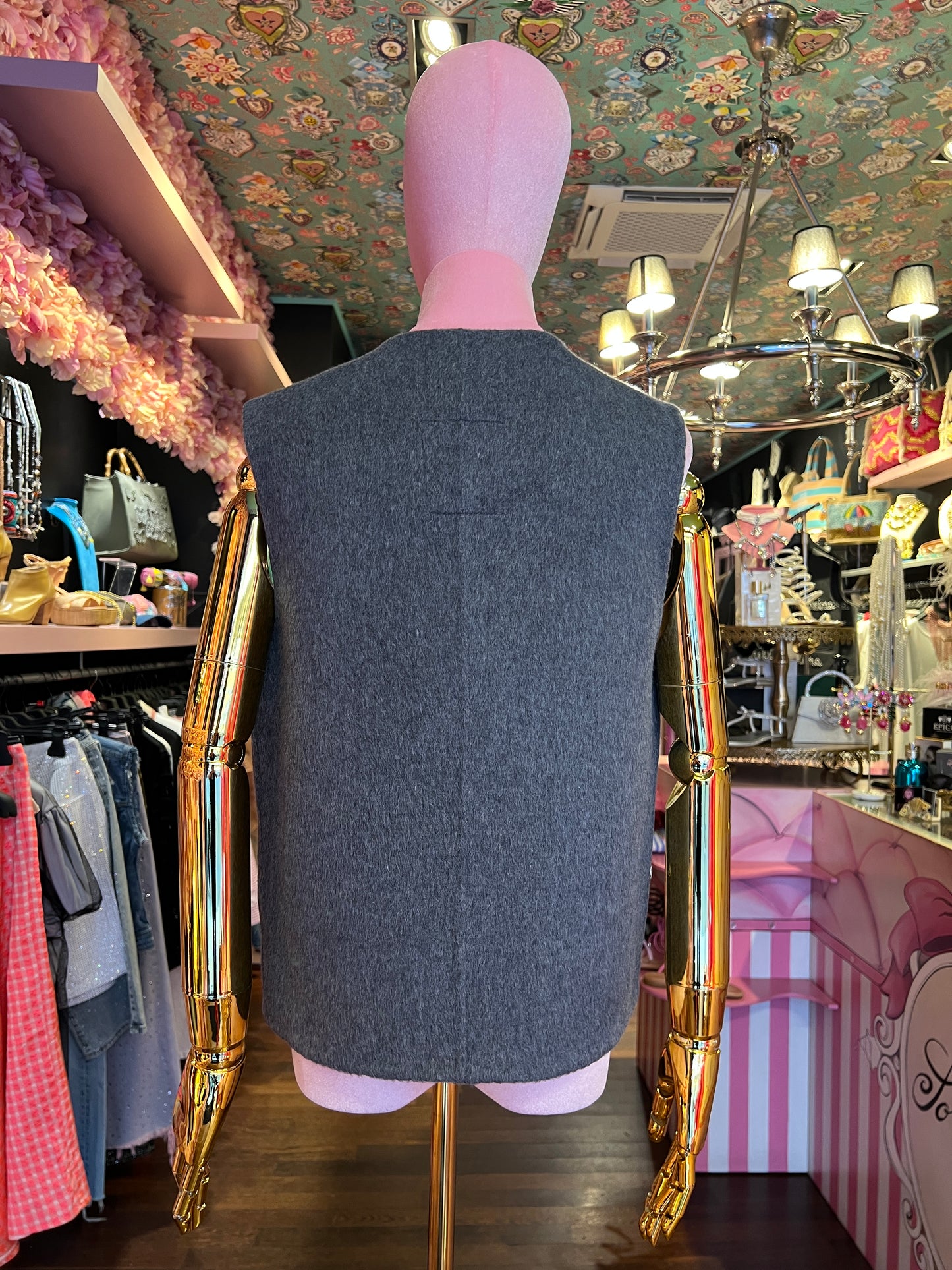 Front street gilet in panno con scritta perle