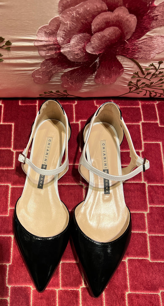 Chiarini Bologna -50% di sconto ballerina pelle nera e bianca