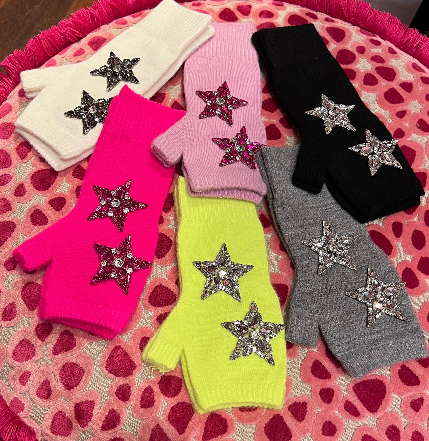 Guanti con stelle giallo lime