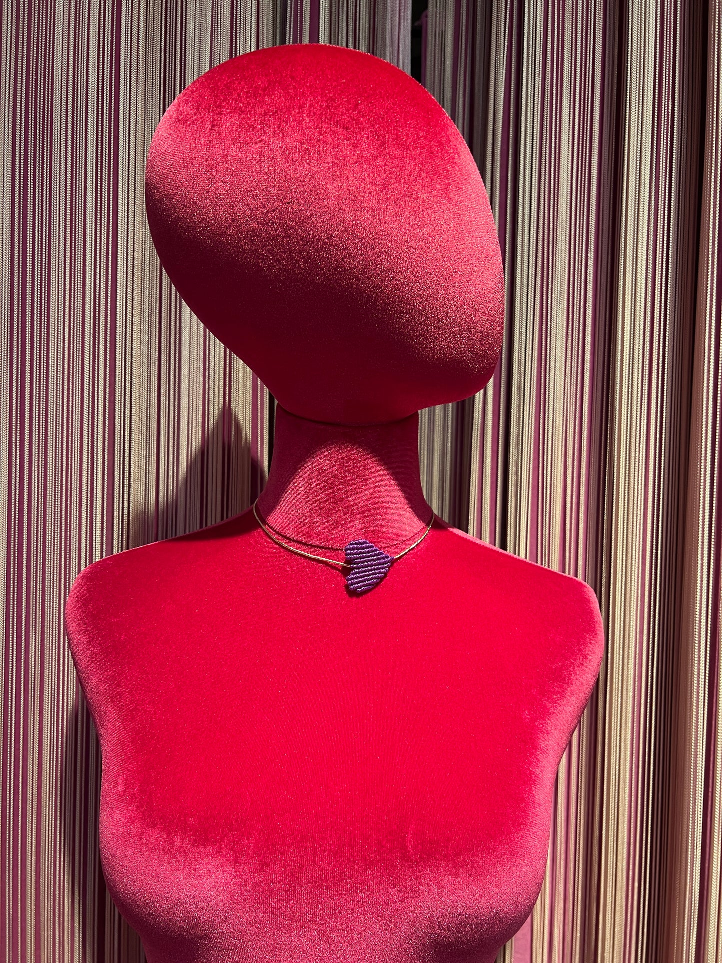Collana cuore crochet regolabile viola