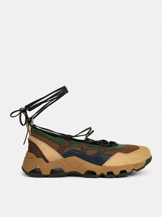 Circus Hotel sneakers multicolor con lacci in pelle tessuto a rete