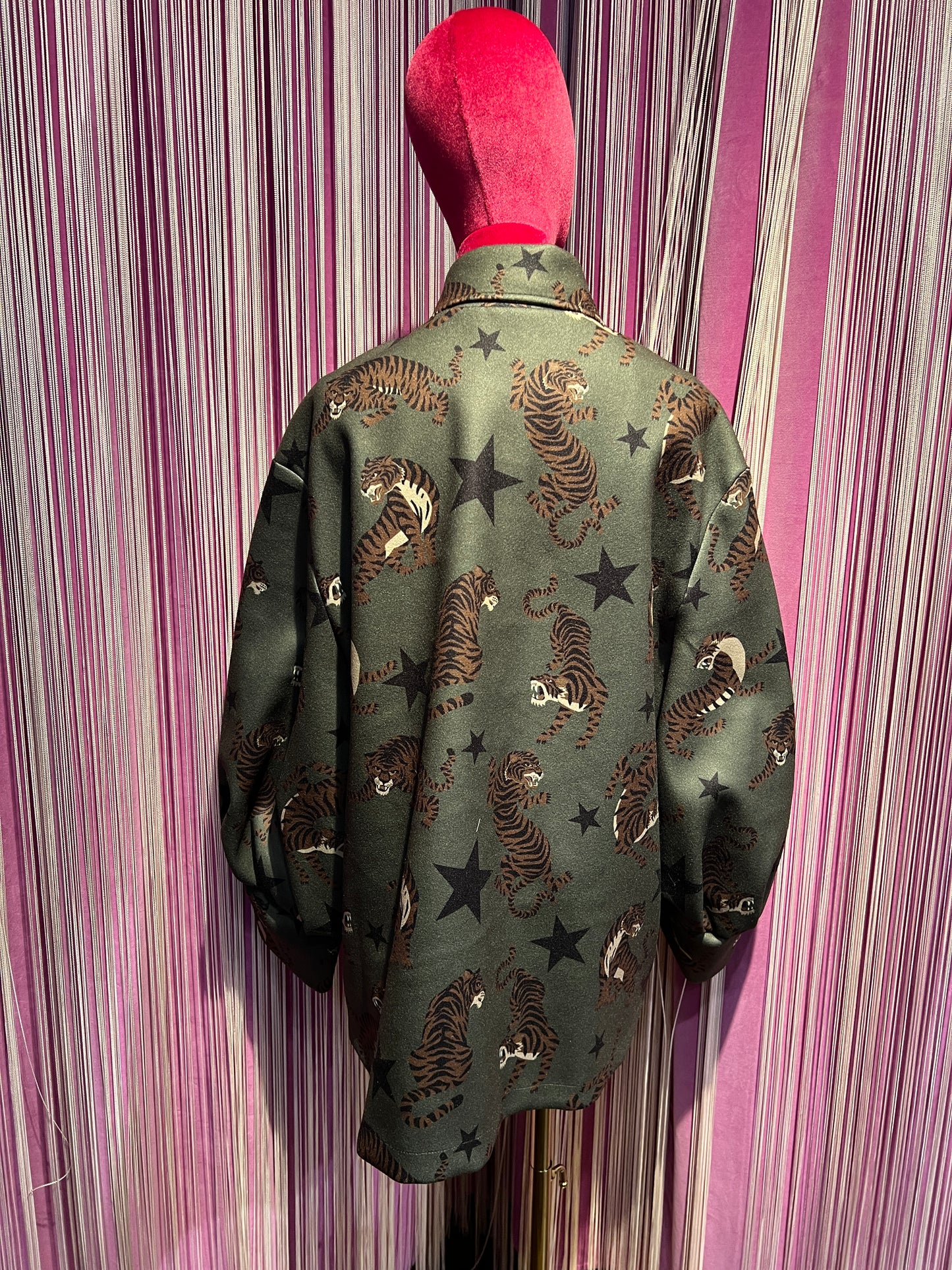 5 Progress cappotto fantasia tigri con pantera cristalli e patch