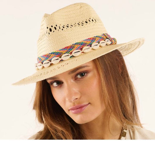 Wild cappello naturale con conchiglie Zina taglia unica