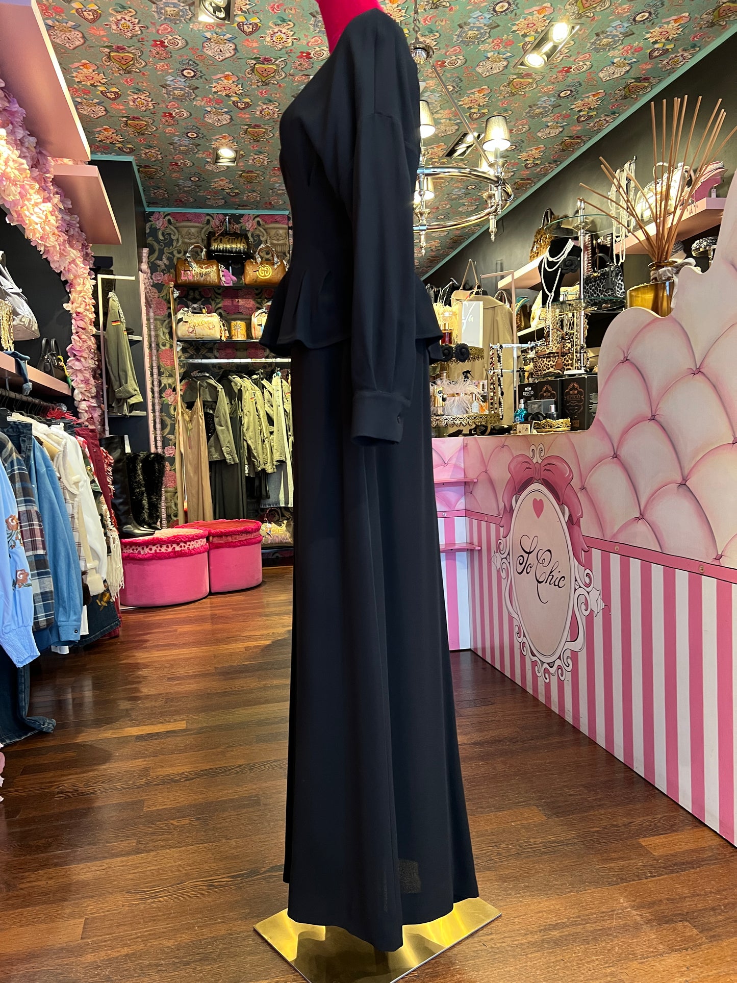 Semicouture completo crêpe elasticizzato blusa ad effetto bustier con gonna lunga svasata