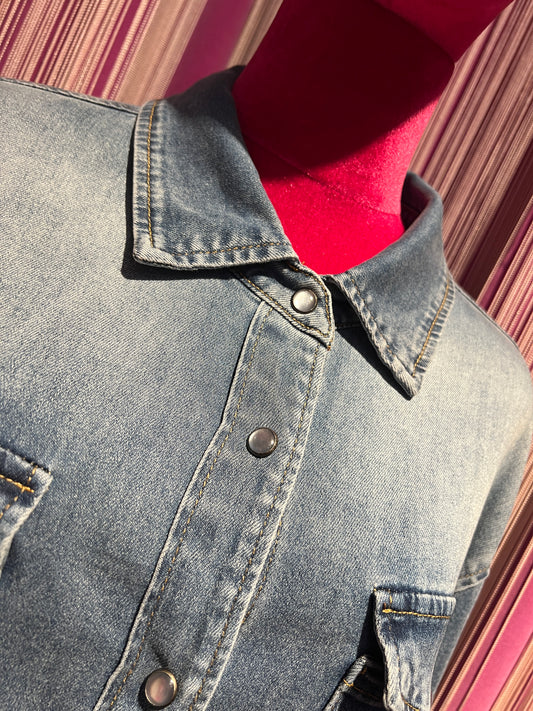 Mon amour Paris camicia jeans in denim elasticizzato