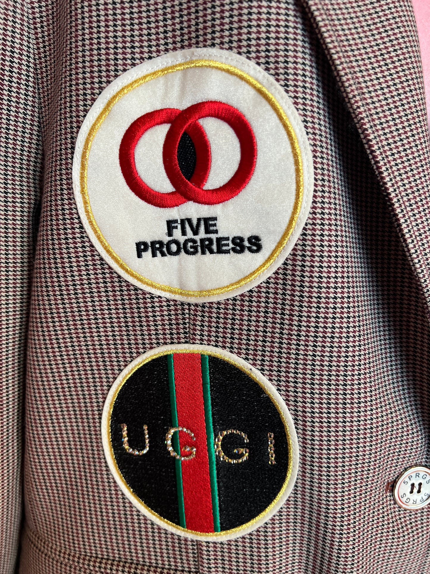 5 Progress giacca micro pied de poul con patch logomania