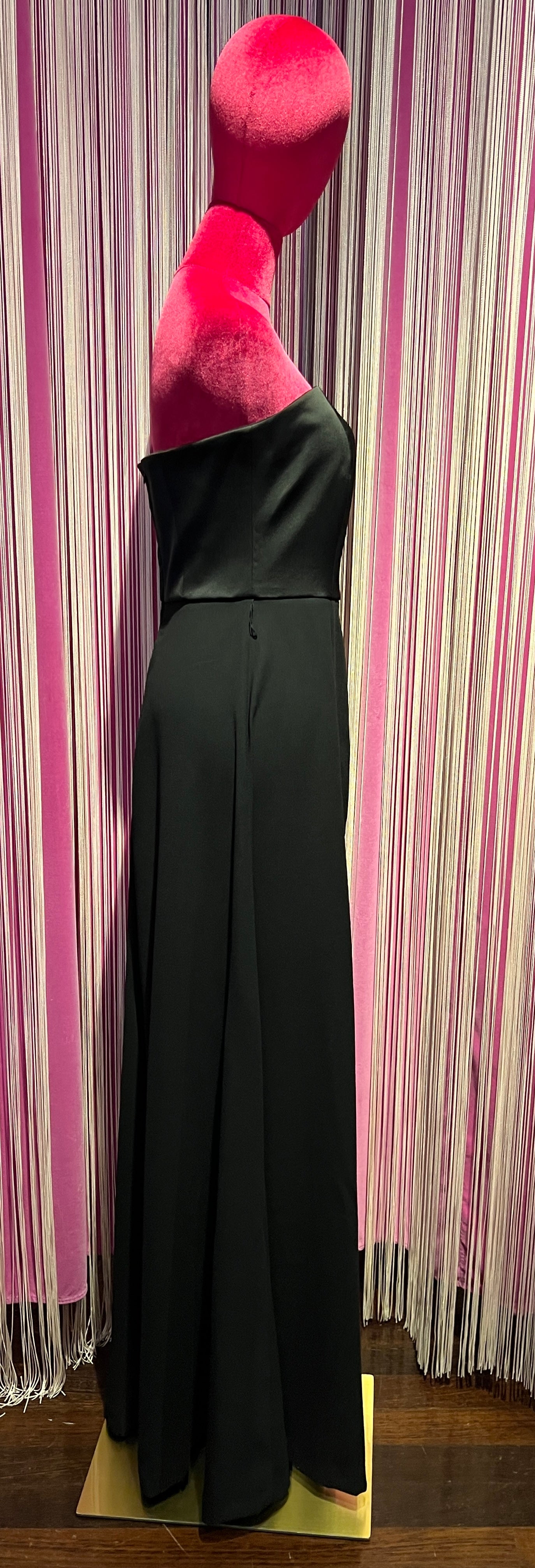 Rue-bisquit abito lungo nero corpino satin con spacco