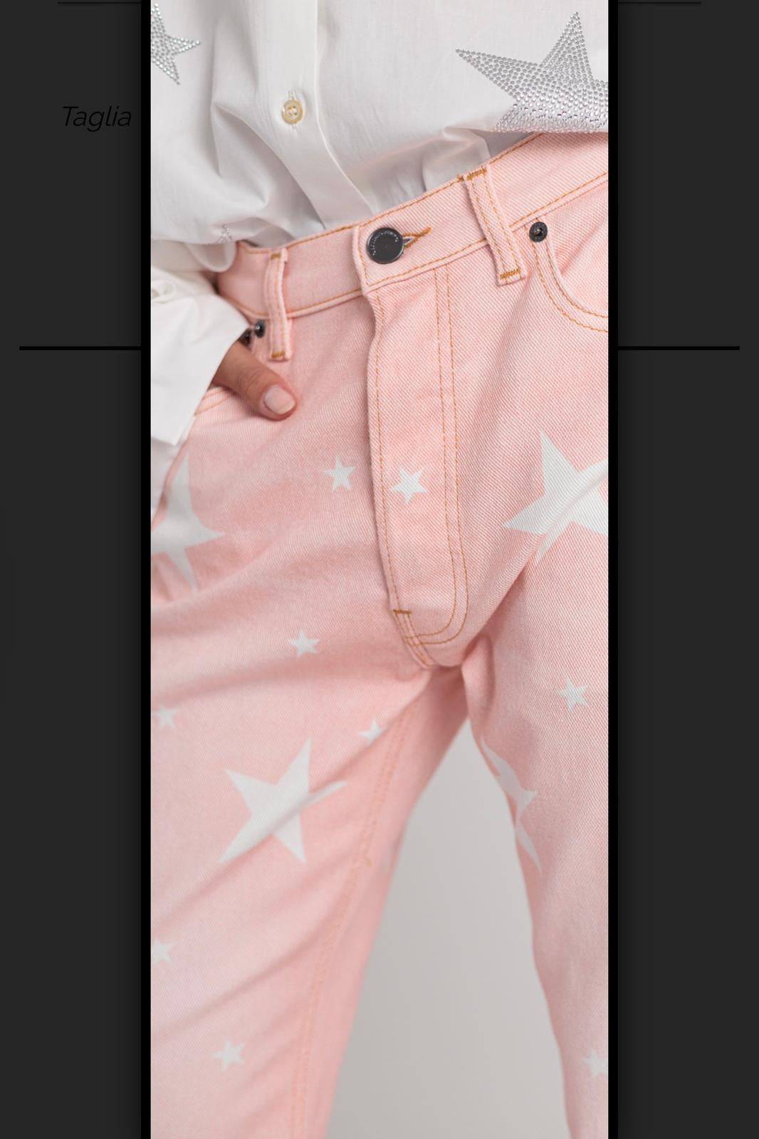 Rossano Perini jeans rosa pesca con stelle bianche