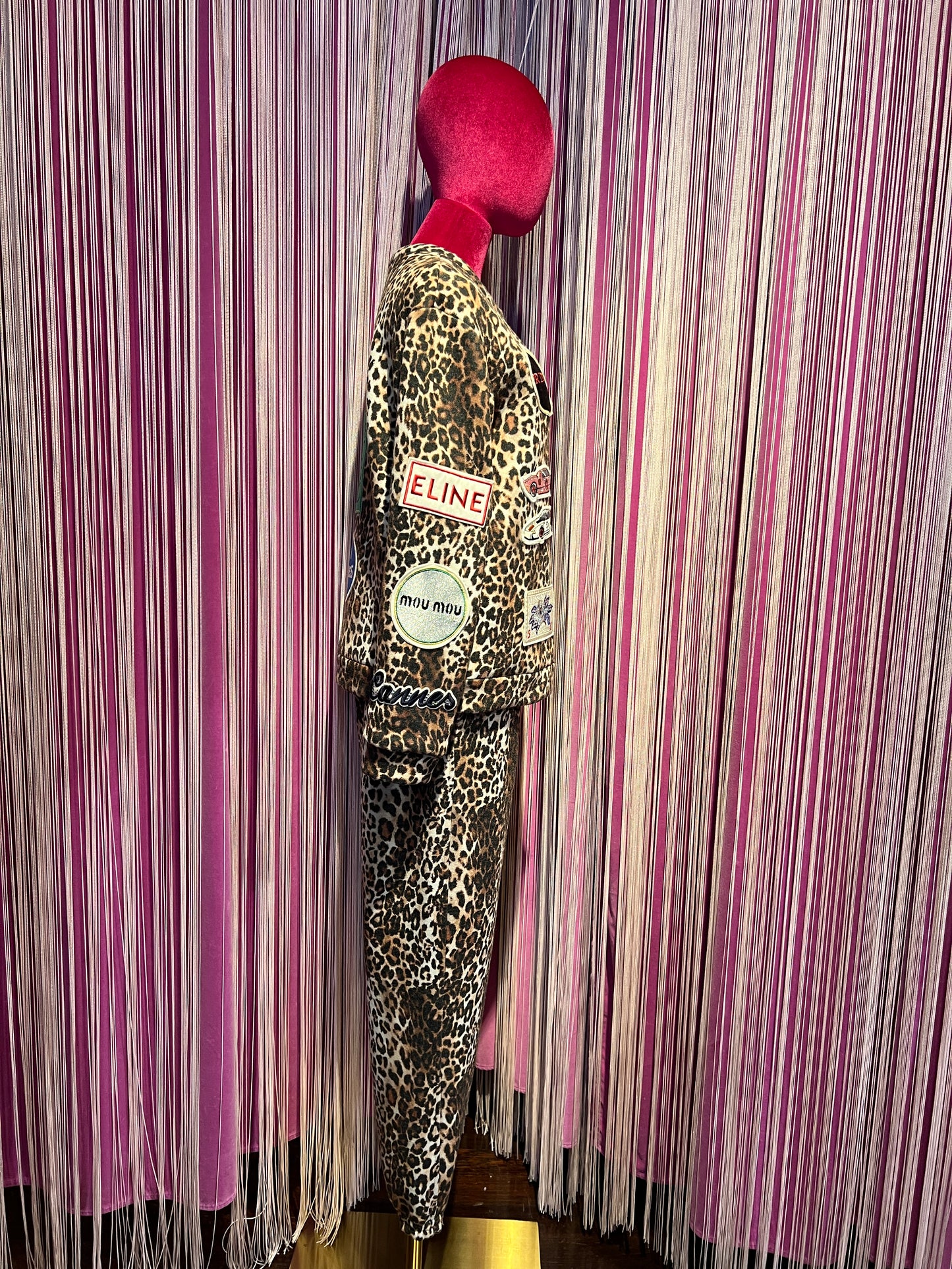 5 Progress completo giacca/ cardigan con pantalone leopardato con patch