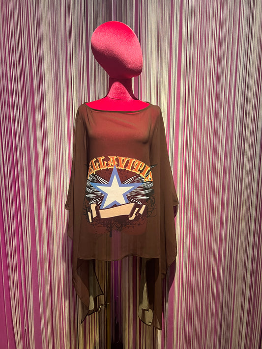 Bellavitis -50% di sconto casacca georgette marrone stampata