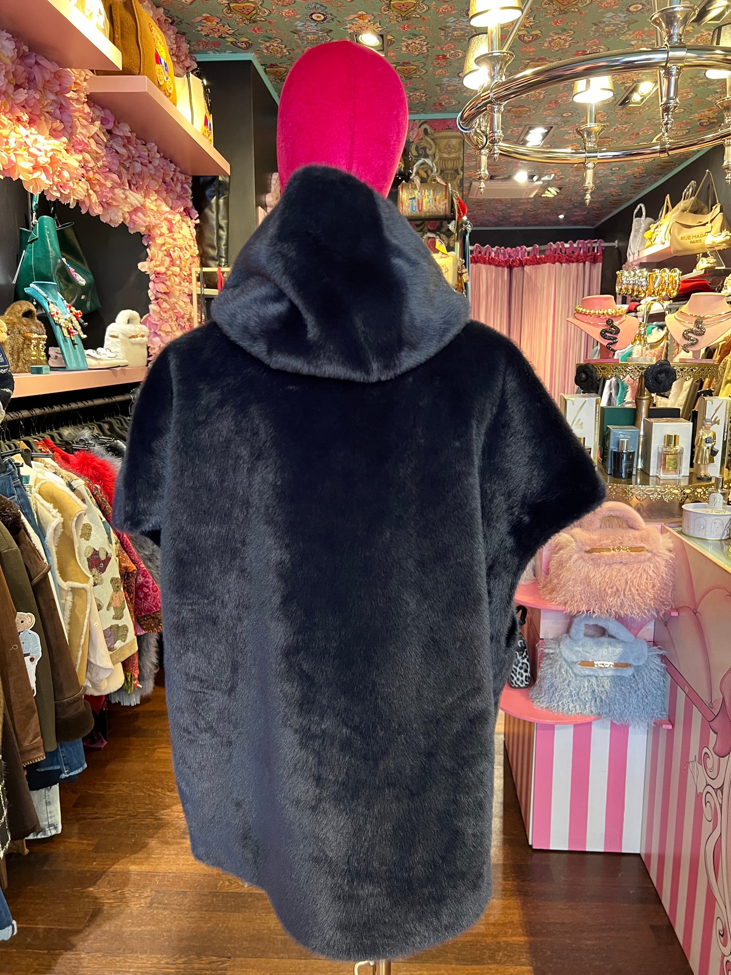 Snow-up Milano gilet ecopelliccia con cappuccio blu