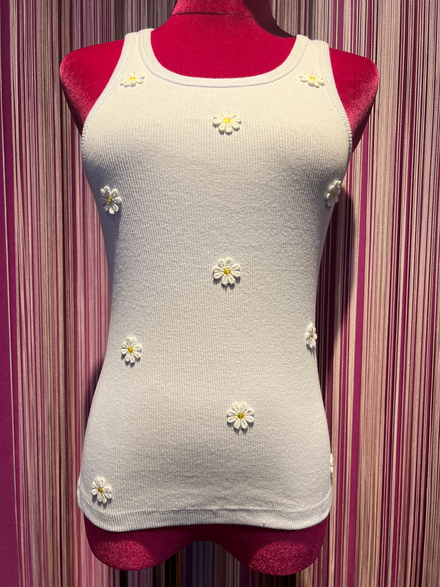 Front street canotta cotone elasticizzato con applicazioni margherite