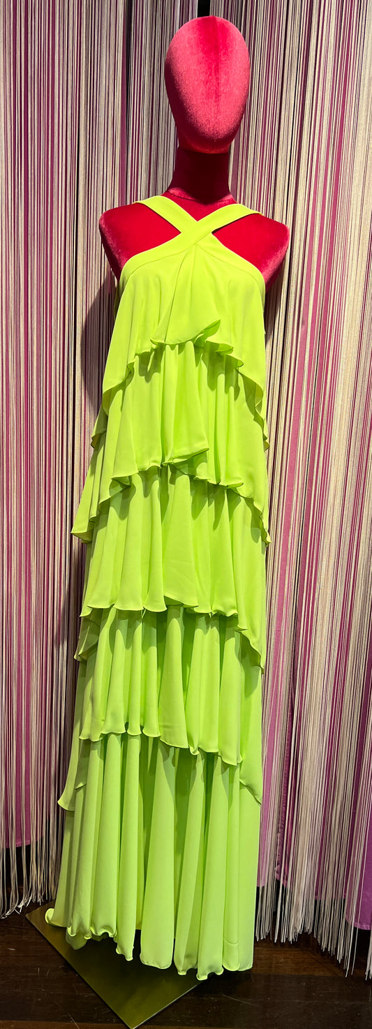 Silence Limited sconto-50 % di sconto abito lungo volant verde acido