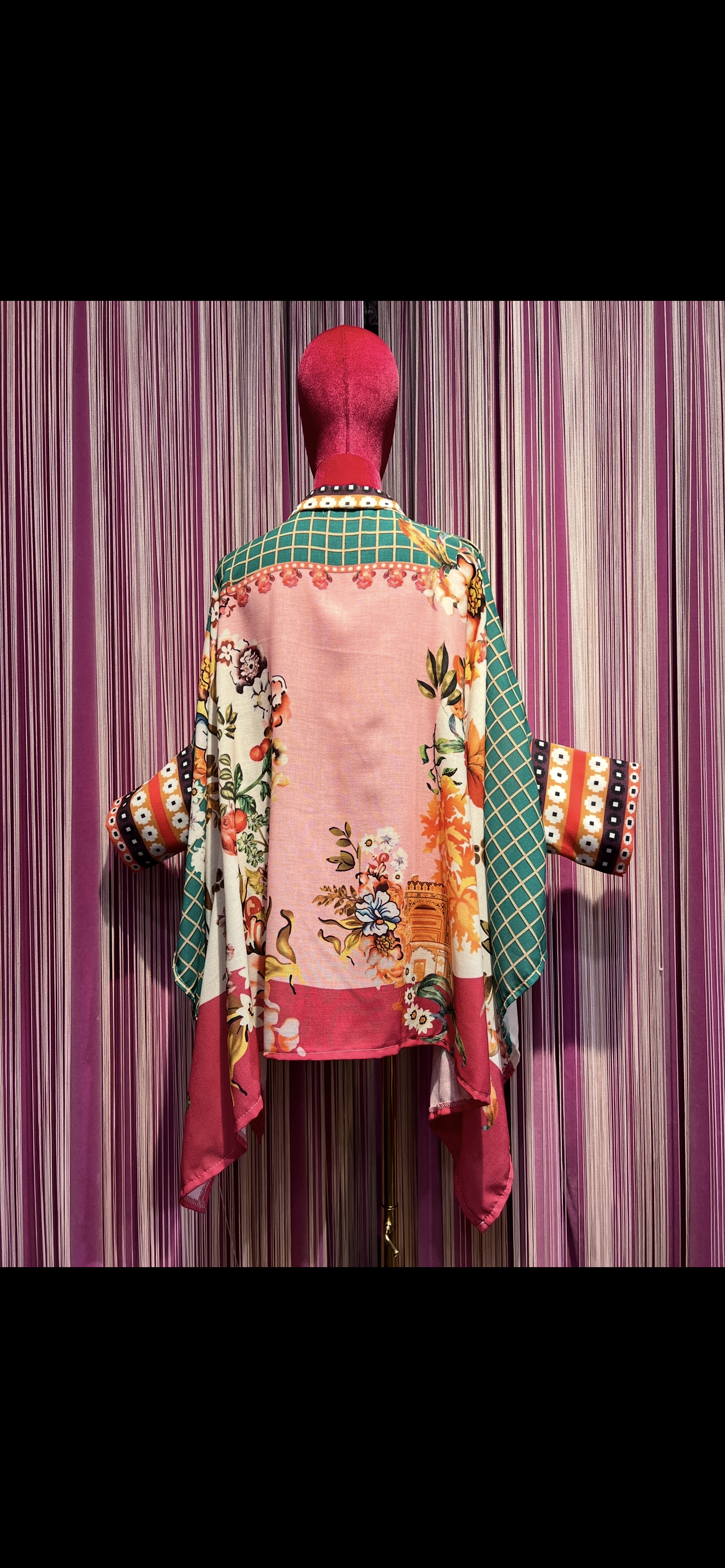 Love & roses -30% di sconto camicia kimono oversize fantasia floreale e quadri
