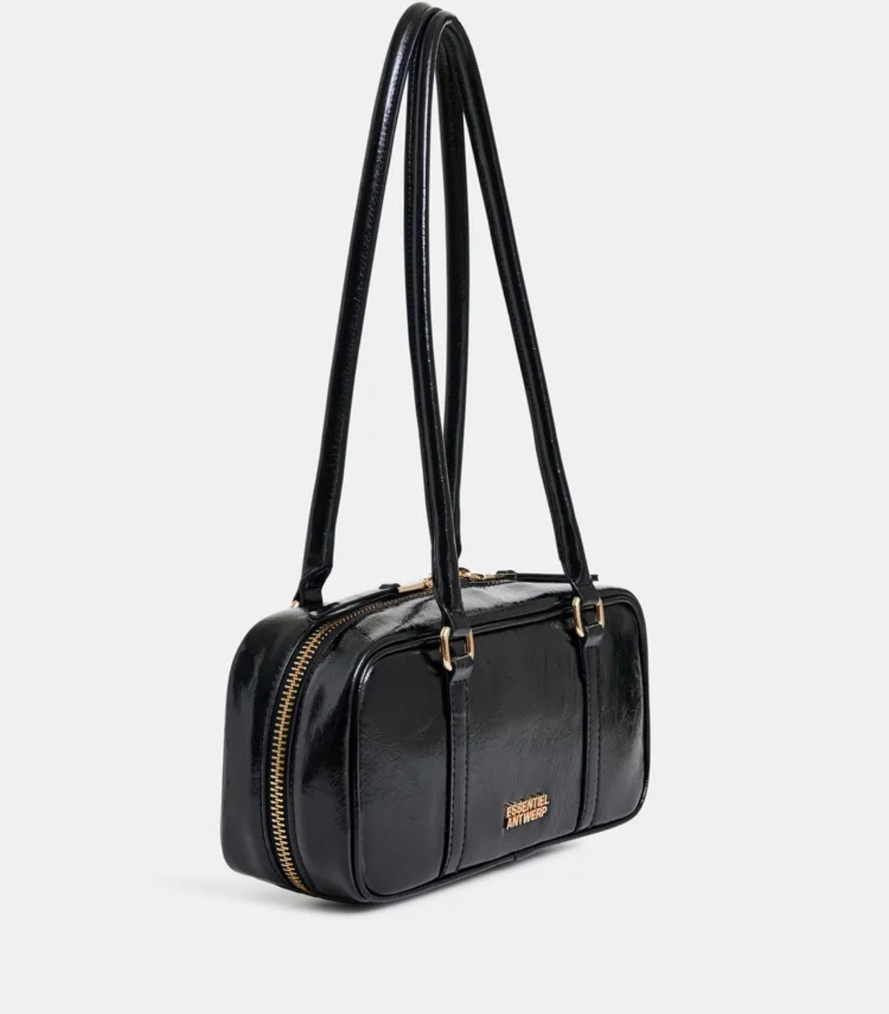 Essentiel antwerp borsa a baguette tracolla lucida nera