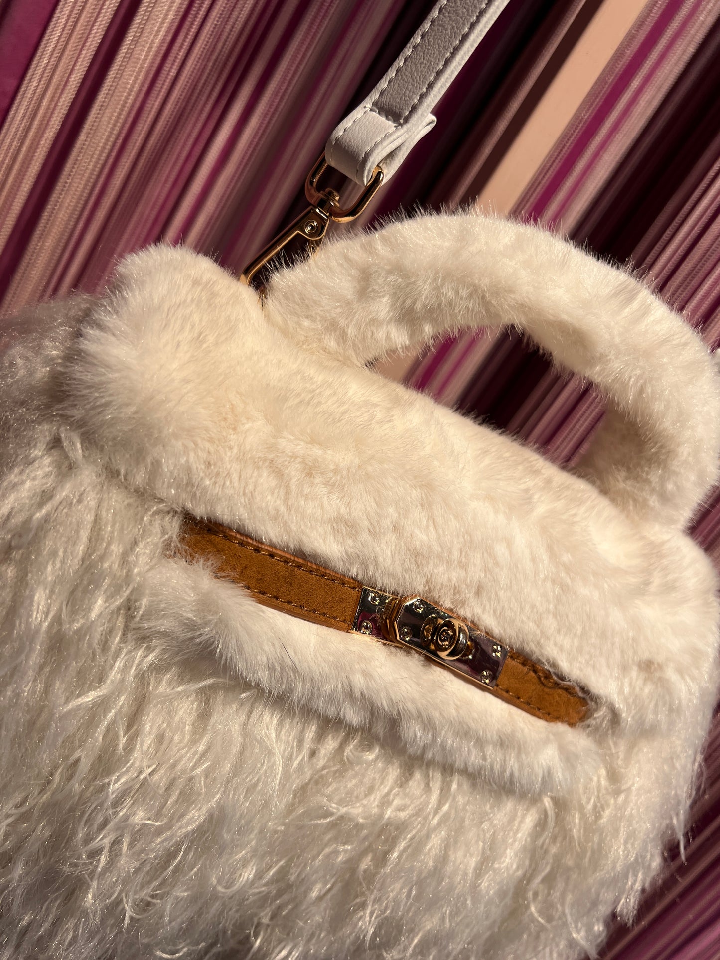 Show-up Milano borsa eco Mongolia ed ecopelle con tracolla,colore bianco