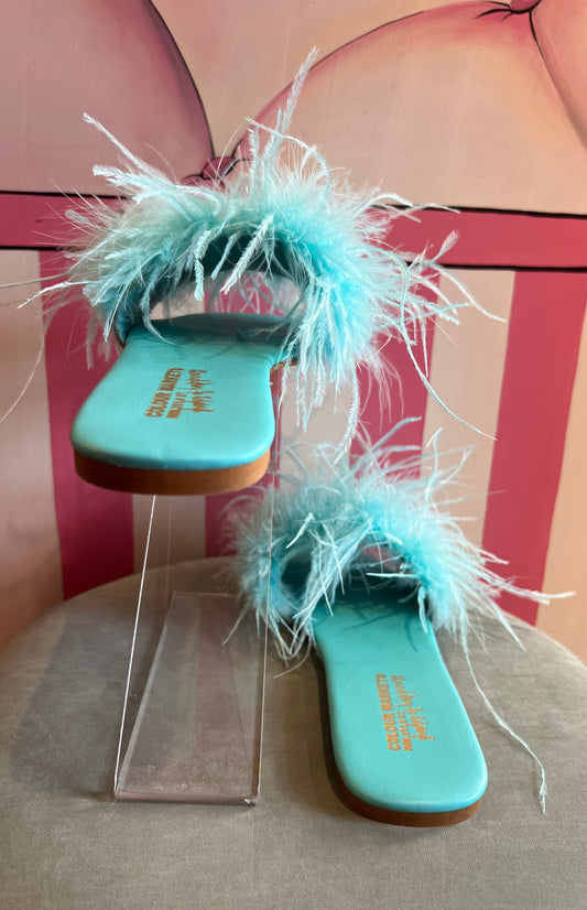 Colour market ciabattina marabou turchese