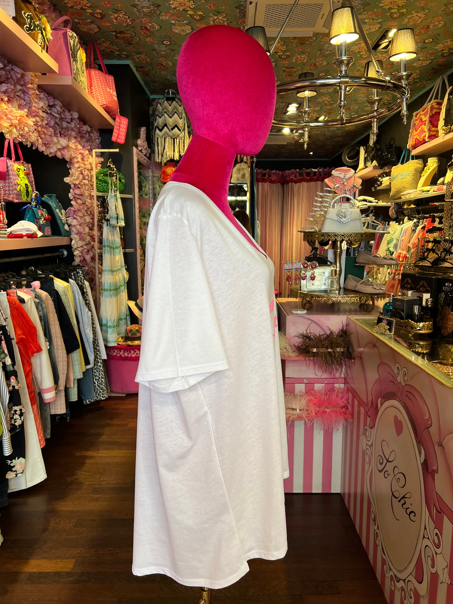 Mon amour Paris -20% di sconto t-shirt over scollo a V e scritta “ l’amour ent-shirt “ glitter rosa bubble