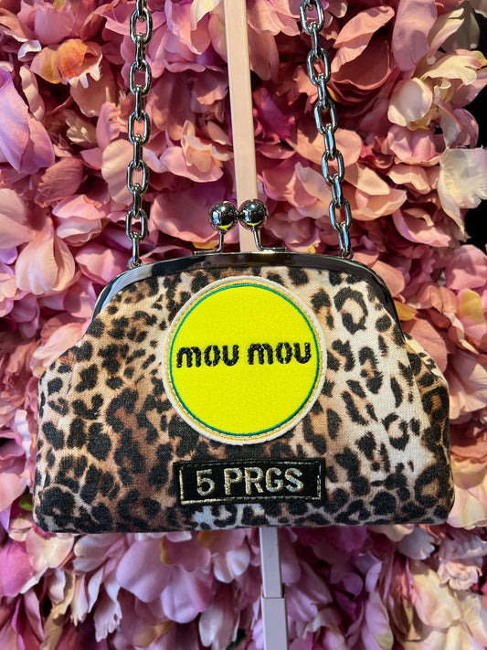 5 Progress borsa fantasia leopardata con patch e tracollina