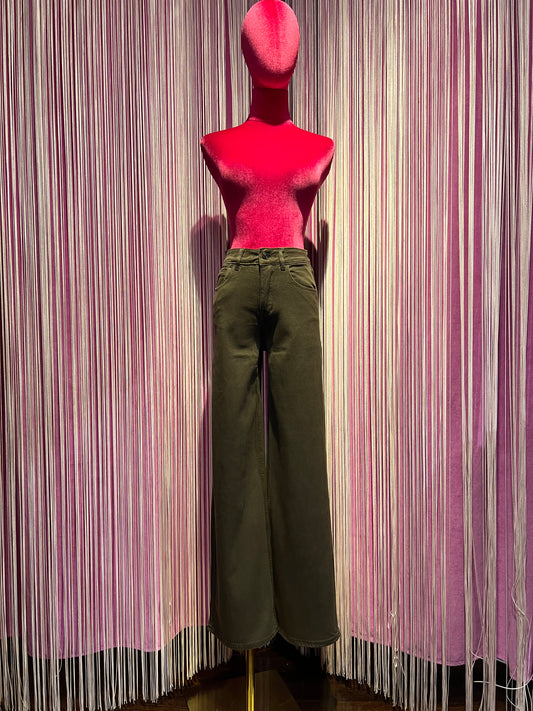 Mon amour Paris pantalone jeans cioccolato a palazzo