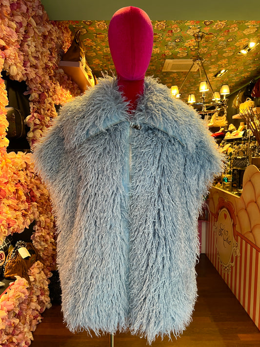 Snow-up Milano gilet ecopelliccia di Mongolia celeste