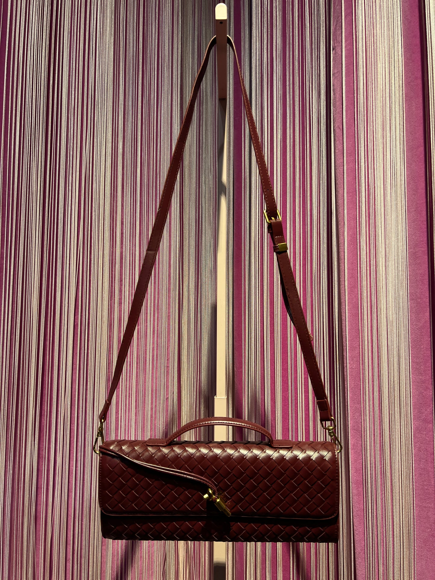 Borsa ecopelle burgundy lavorazione intreccio con tracolla