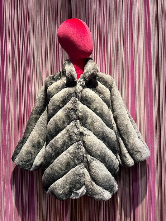 Snow-up Milano giacca ecopelliccia chinchilla grigia