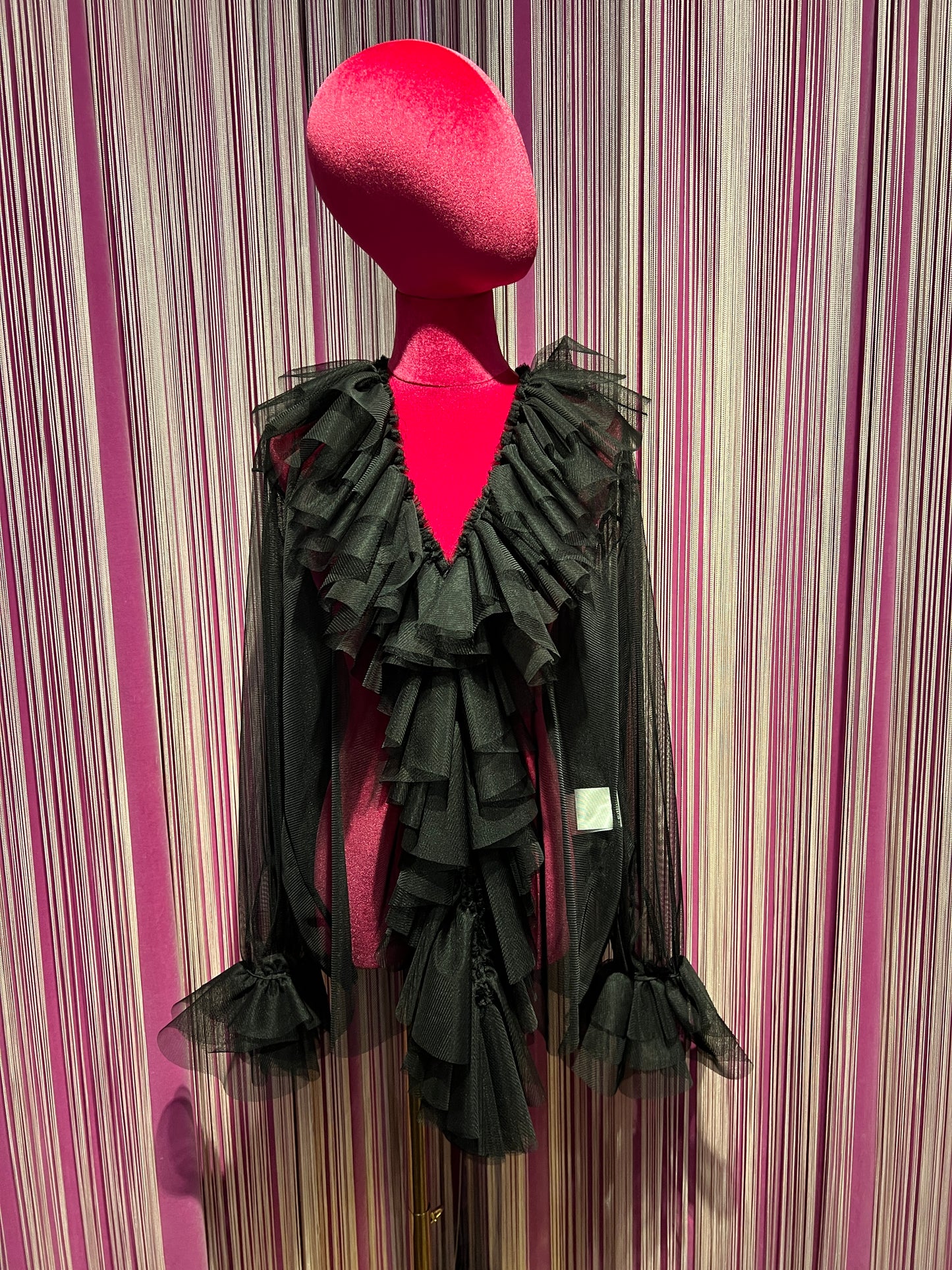 Rue-bisquit blusa manica lunga con rouge tulle nera