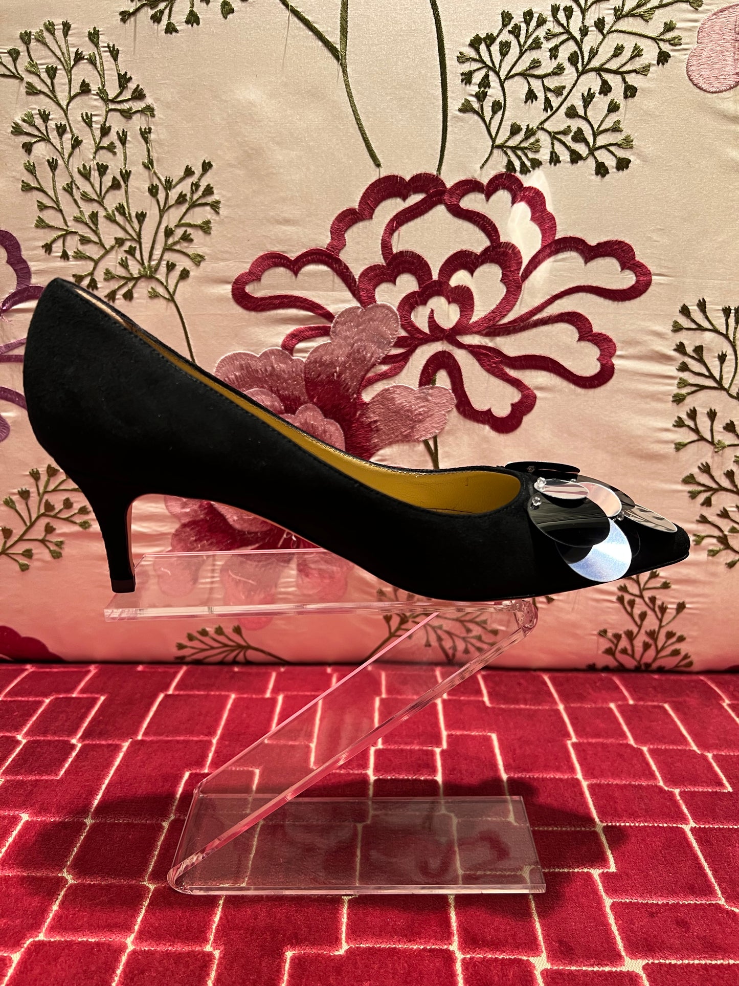 Prosperine SALDISSIMO décolleté camoscio nero paillettes grandi