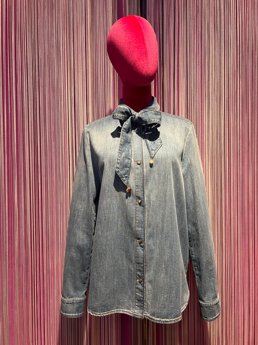 Bazar deluxe camicia jeans con fiocco rimovibile