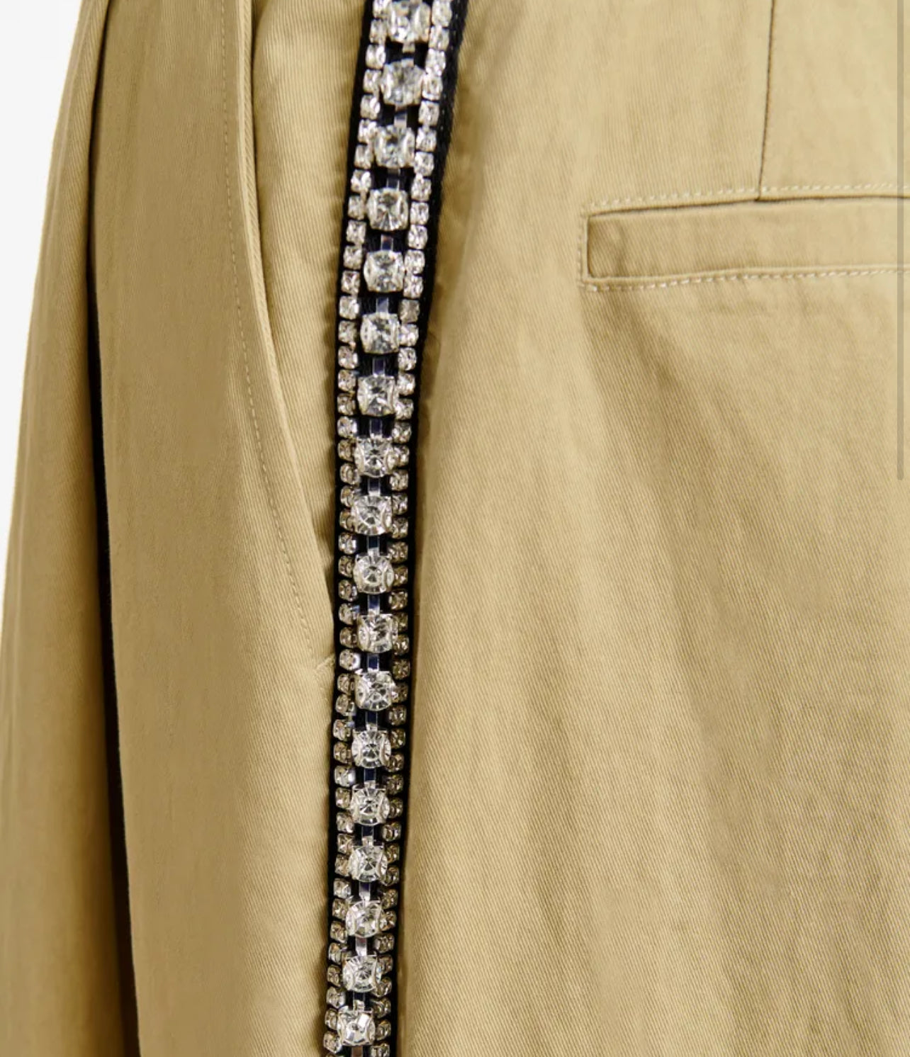 Essentiel antwerp pantalone gamba larga plissettato con bordo impreziosito da strass Iso