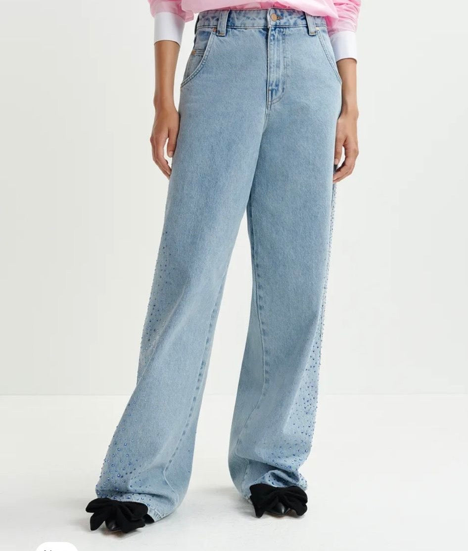 Essentiel antwerp jeans denim cristalli laterali