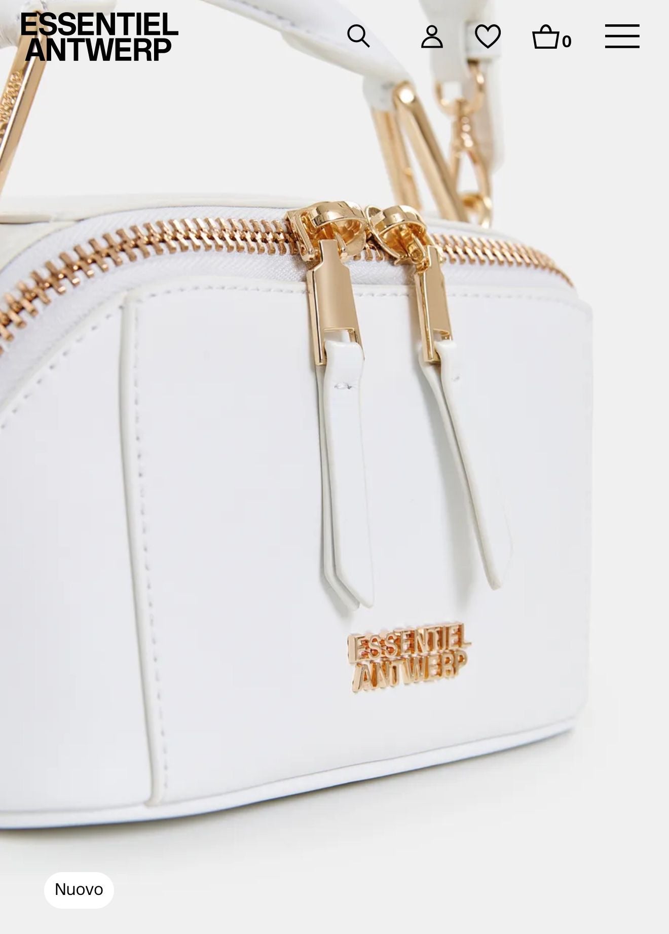 Essentiel antwerp borsa mini bianca con tracolla in pelle
